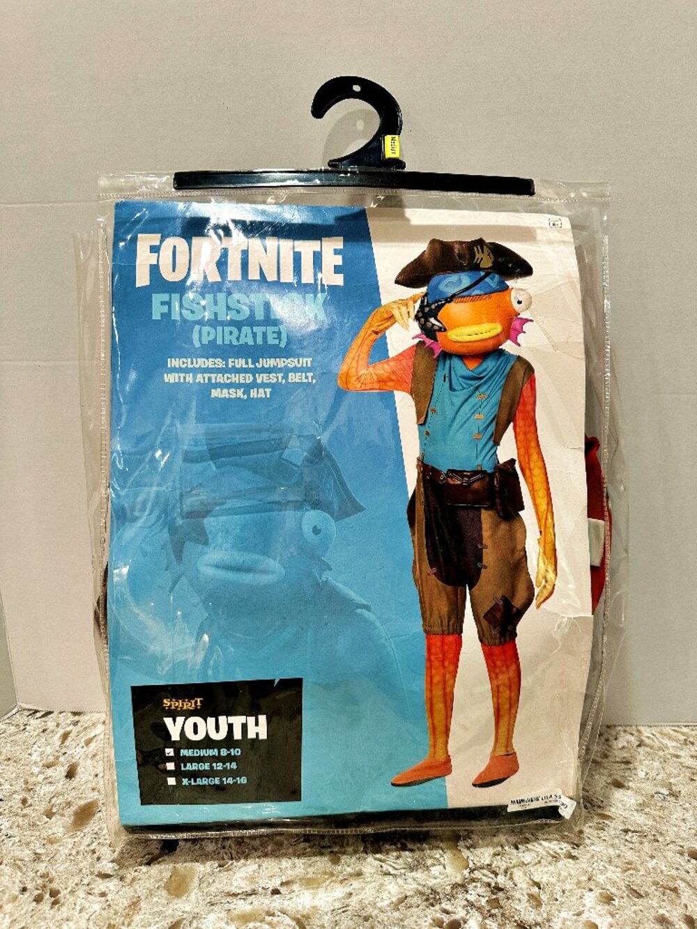 Spirit Halloween Costume Fortnite Fishstick Pirate Youth Medium 8-10 Complete